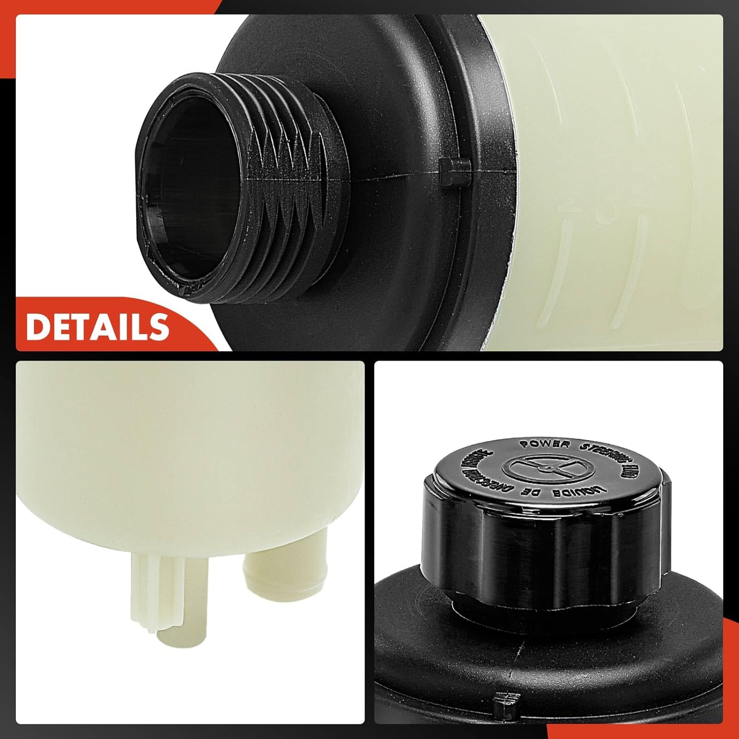 A-Premium Power Steering Reservoir/Tank with Cap Compatible with Volvo S80 2007-2014, V70 2008-2010, XC70 2008-2010, XC90 2007-2014, 3.0L 3.2L 4.4L