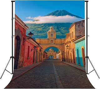 Photography Backdrops Cityscape Antigua City Guatemala Volcano Pictures Royalty Portrait Photo Booth Video Studio Props Background Banner for Birthday Party Office Decor Supplies 8x10 FT