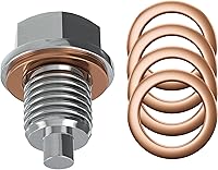 Vista 3 de Tapón de drenaje de aceite de acero M12x1.75 con 5 juntas de goma – Reemplazo de 12mm