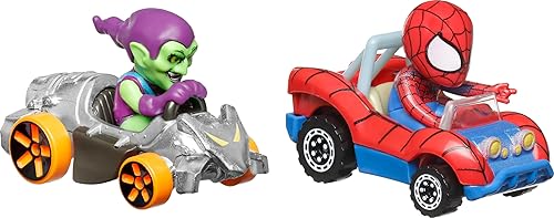 Hot Wheels Coches de juguete, juego de 2 vehículos de fundición a presión RacerVerse con conductores de personajes optimizados para el rendimiento
