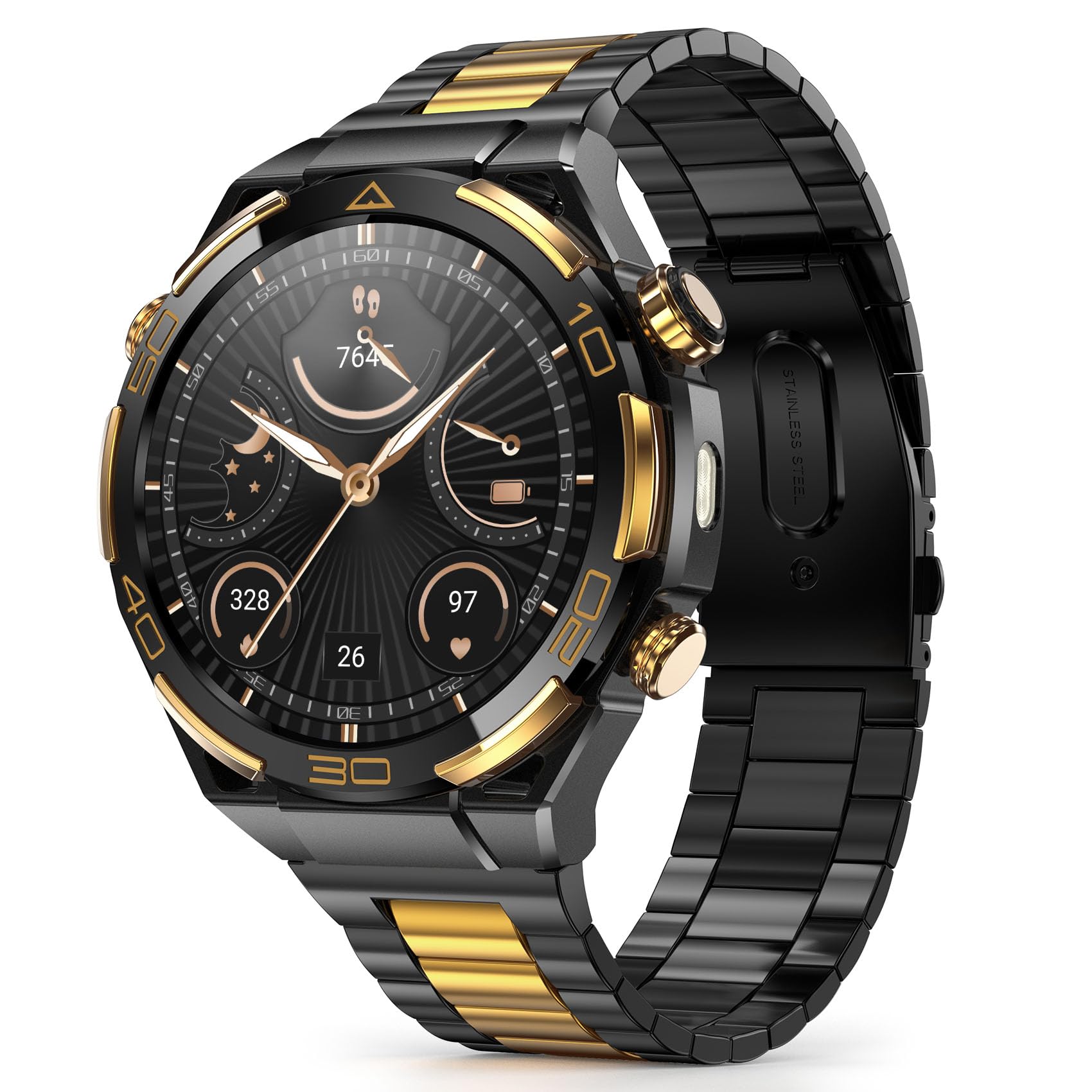 IOWODO Smartwatch Uomo Business, Display AMOLED 1.43", Batteria 900mAh, 100 Giorni Standby, Orologio Intelligente Premium con CHATGPT, GPS e Monitoraggio Salute per Android iOS,2 Cinturini