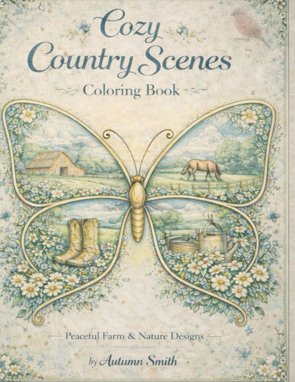 Cozy Country Scenes Coloring Book: Peaceful Farm and Nature Designs