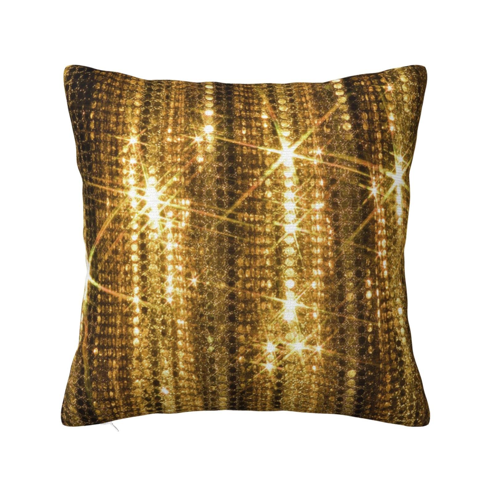 Gold Sequin Sparkle Print Cushion Covers,Square Pillow Case Home Decorative For Men/Women Living Room Bedroom Sofa Chair 18"X18"