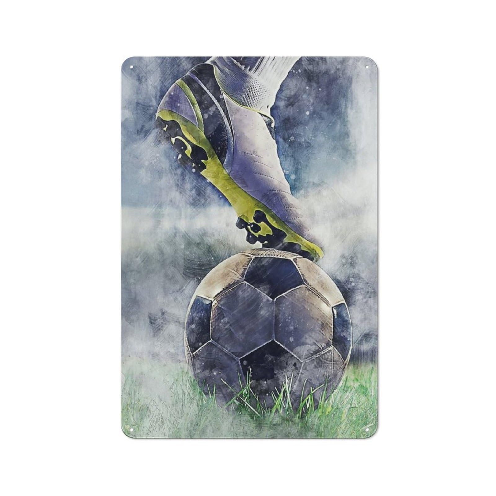 Retro Metal Plaque 30x20cm Featuring Football 13, Bistro Wall Plaque for Bakery, Diner, Cafe Or Family Room