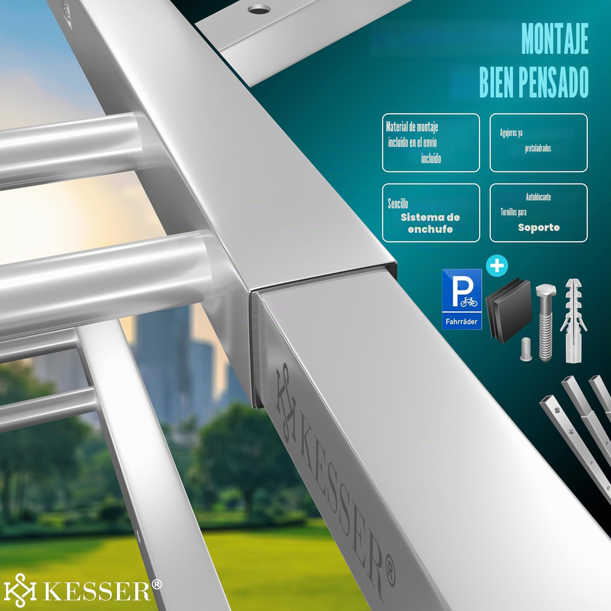 KESSER® Soporte para Bicicleta con Placa de Aparcamiento, Soporte múltiple con Distancia de Rueda de 37 cm para neumáticos de 30 – 65 mm,