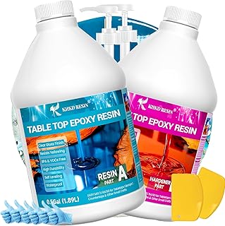 Epoxy Resin 1 Gallon, KHKD RESIN High Viscosity Resin for Table Top,2 Part Epoxy for Tumblers,Crystal Clear Thick Resin Kit with High Gloss Finish for Countertop,River Table