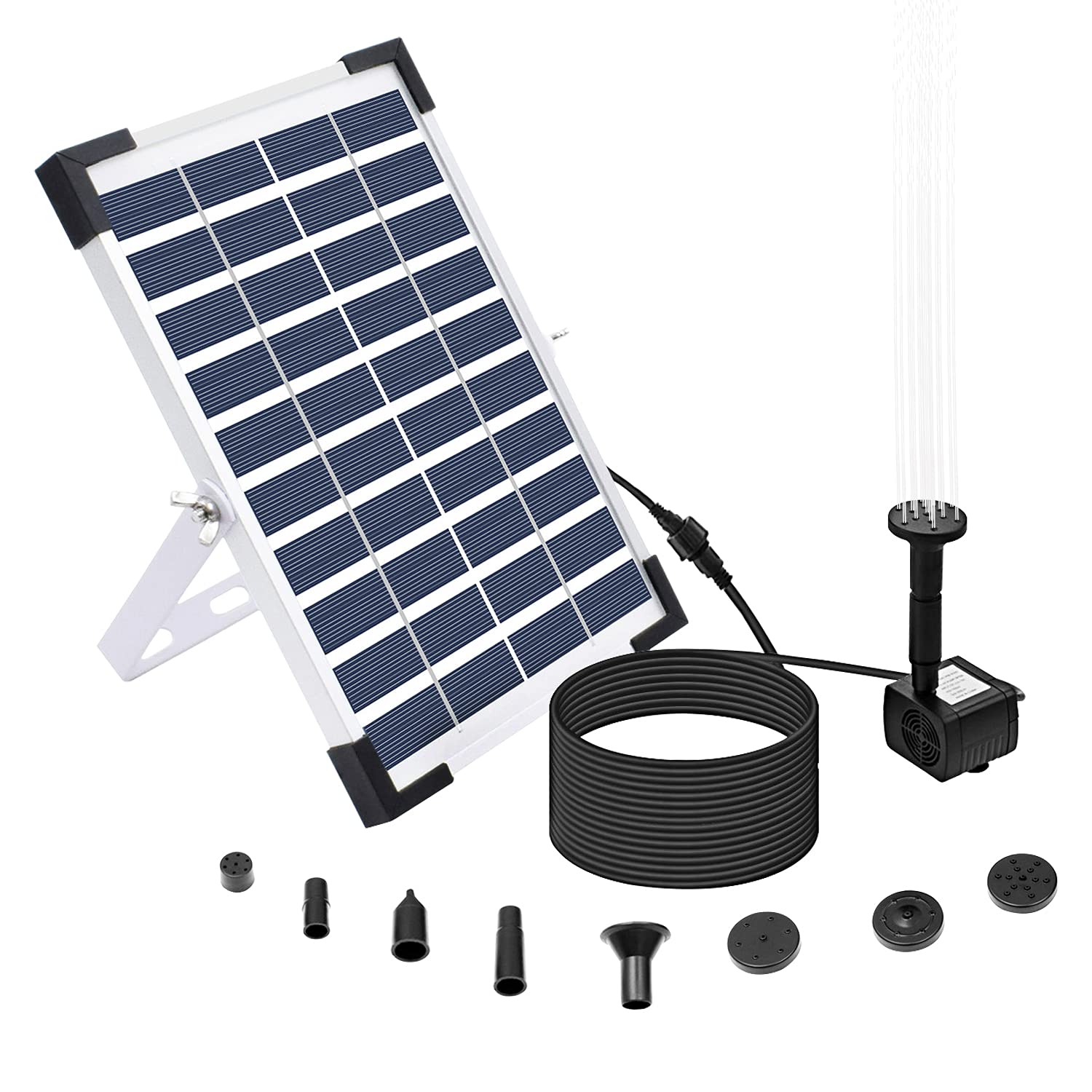 10V/5W Solar Powered Fountain Pump Water Pump with Adjustable Solar Panel DIY Birdbath Fountain Pump Outdoor Water Fountain Panel Kit for Fish Tank Small Pond Garden Patio Lawn Pool