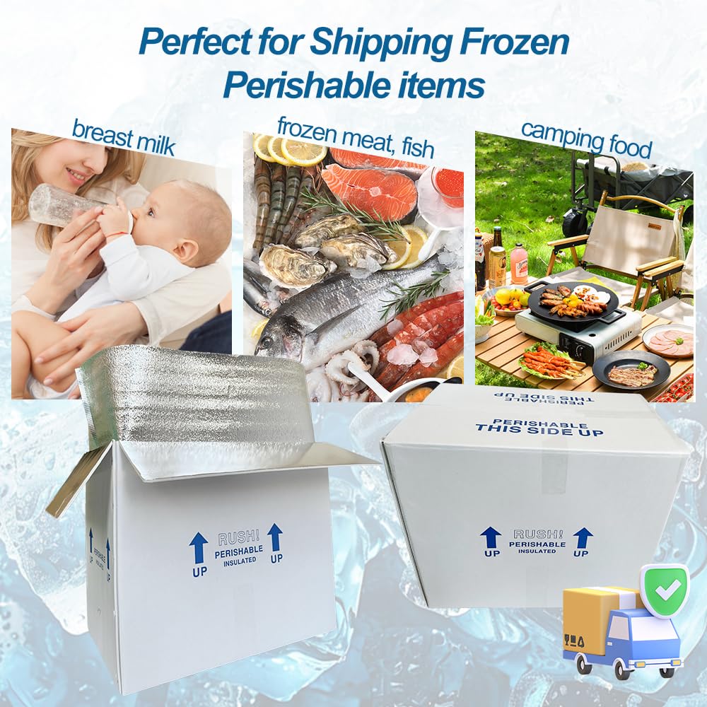 ROTCH Scatole di spedizione isolate con fodere, confezione da 8 pezzi, 48 x 30,5 x 40,6 cm, refrigeratori freddi per alimenti congelati deperibili, bianco (T191216-8L-W)