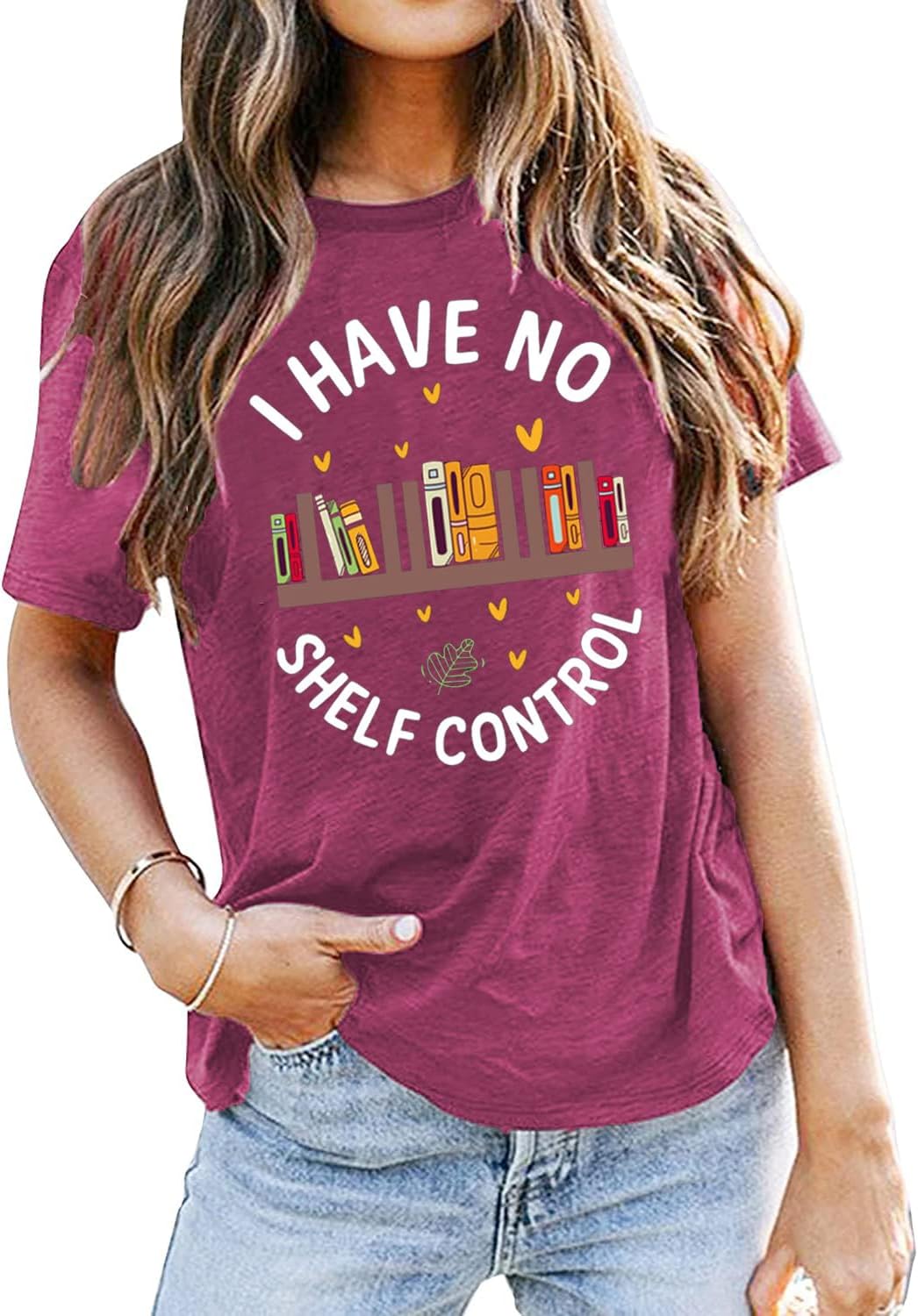 I Have No Shelf Control Shirt Women Book Lovers T-Shirt Gift Funny Reading Shirt Casual Graphic Teacher Tees Tops - Image 3