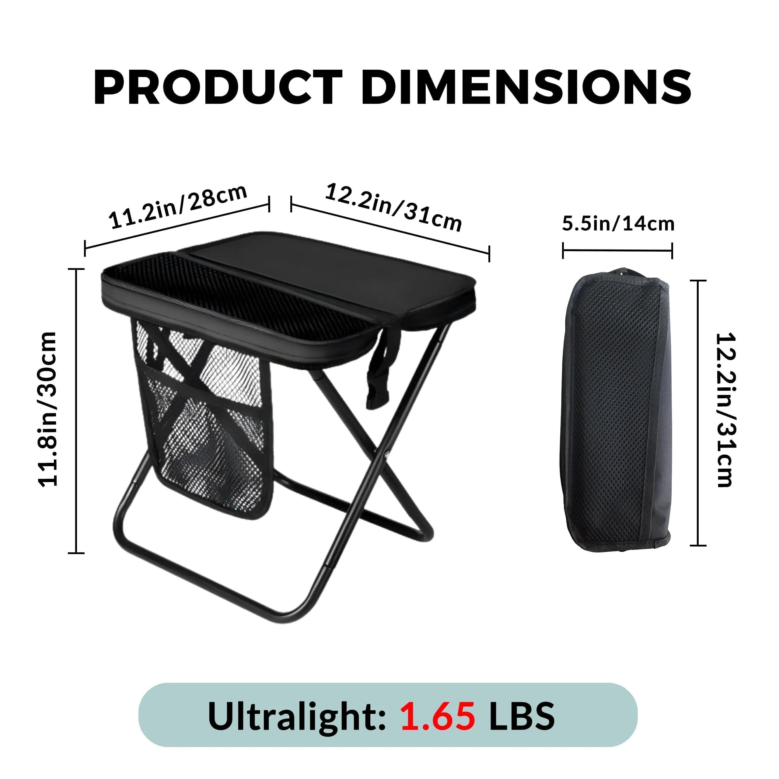 Sgabello portatile per escursionismo e trekking,Mini Portatile Leggero Sedia Pieghevole, Sgabello Pieghevole da Zaino e Sedile Portatile Per campeggio,Escursioni E Viaggi, Pesca, Picnic (Nero)