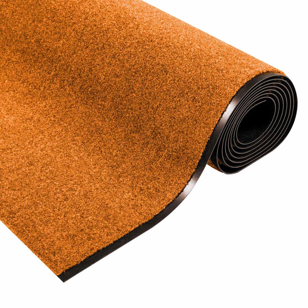 Fußmatte Orange Schwarz 120 x 350 cm aus Polyamid und PVC Modernes Design Robust und Langlebig für Eingang Flur Balkon und Garten