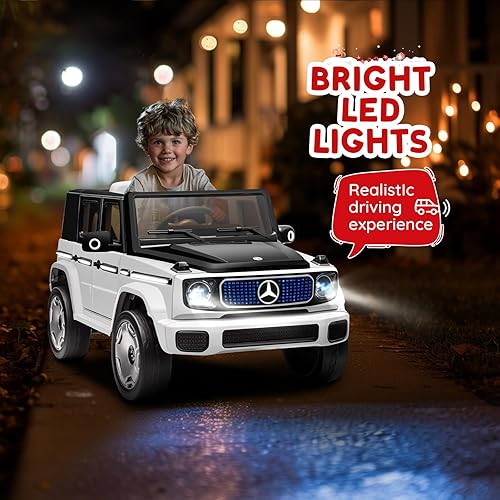 Miniatura 4 de 12V Kids Ride-On Truck, Electric Ride-On Car with Remote Control, LED Lights, 3 Speeds and Music, for Kids Ages 3-5 Years Old, Whie