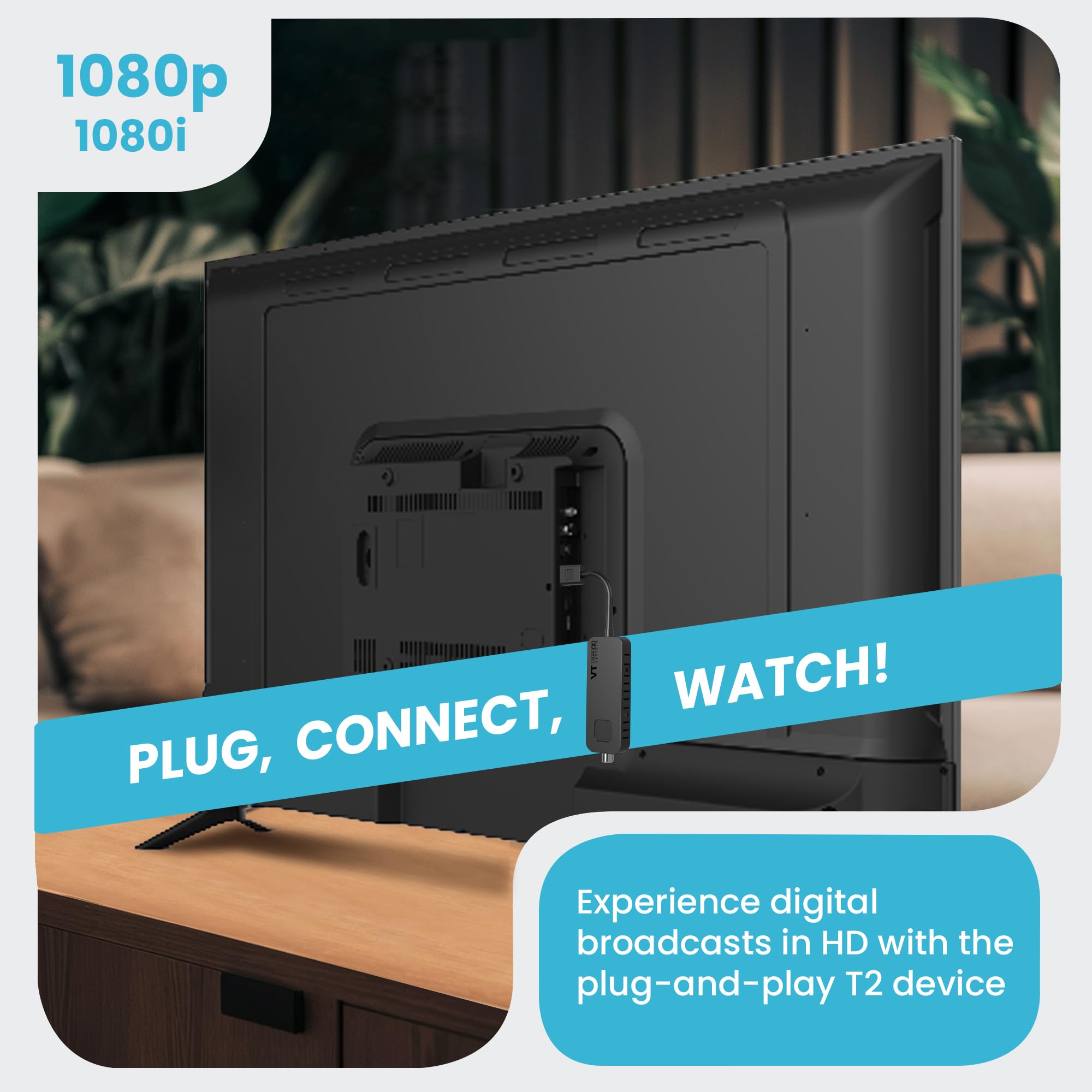 Hd-line Digitaler Terrestrischer DVB-T2 2024 Full HD 1080P Decoder, Bluetooth-Fernbedienung, versteckt hinter dem Fernseher, digitales Display, H265 HEVC Main 10 Bit, Fernbedienung 2in1 HDMI/AV, USB