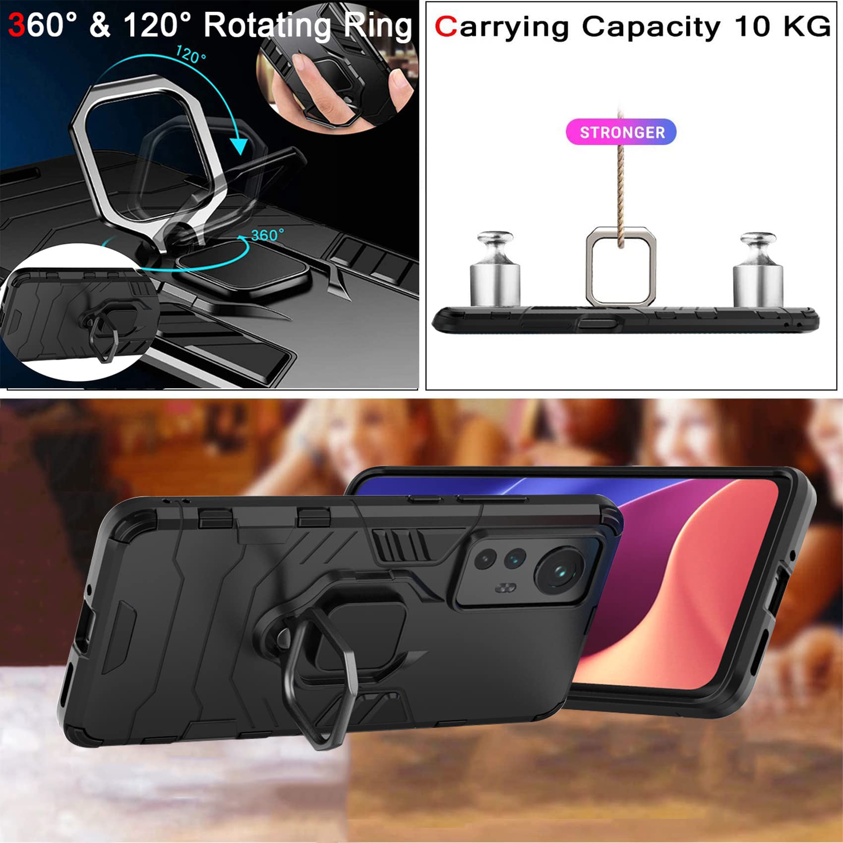 Xiaomi 15 5G Hülle Mit 360° Ring - Stoßfest, Magnetisch, Militärschutz