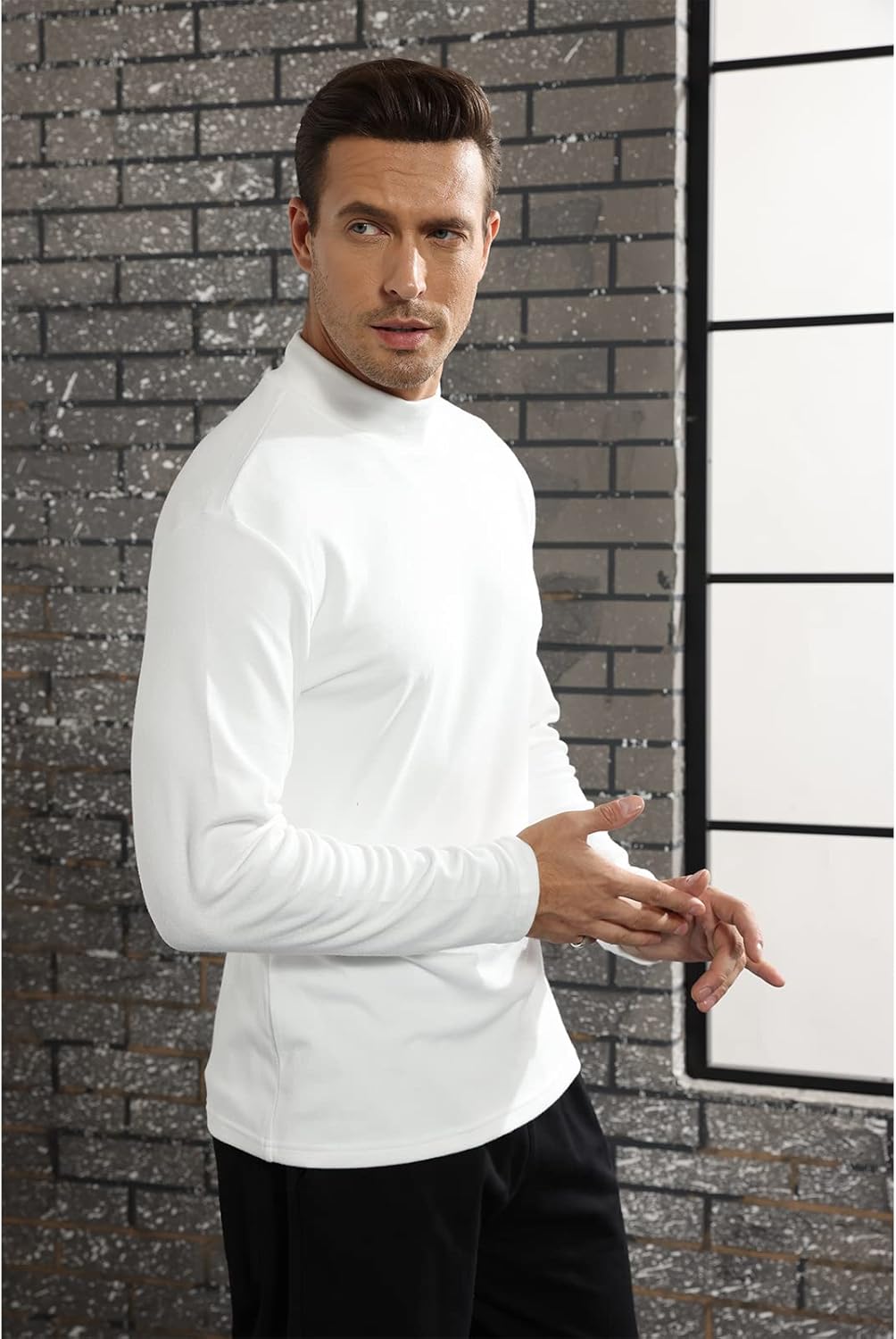 Rela Bota Mens Half Turtleneck Long Sleeve Pullover Basic Designed Undershirt Stretch Slim Fit Sweaters - Image 6