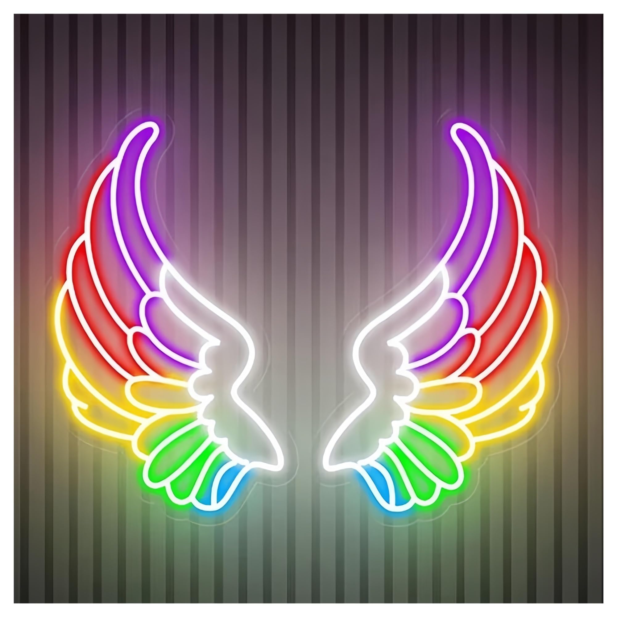 SHOUXI Sign Lamp Angel Wings Neon Signs Rainbow Gradient Wing LED Sign for Bedroom Dreamy Ambiance Decor(A,90CM)