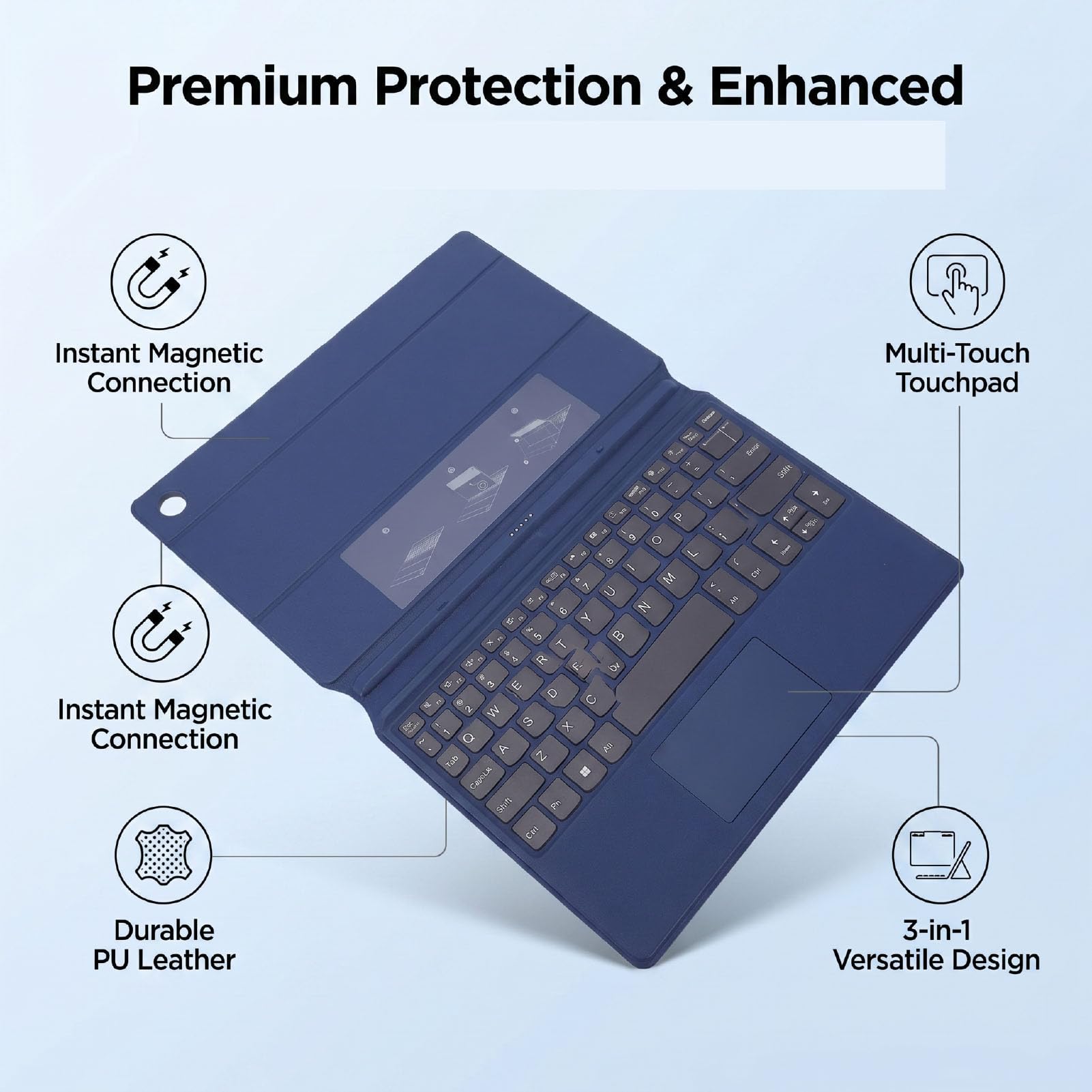 XUMIUZIY Magnetyczna Obudowa Klawiatury dla IdeaPad Duet 3i Gen 8, Pokrowiec na Touchpad ze Skóry PU z obsługą Gestów Wielodotykowych, Podstawa Ochronna Plug and Play.