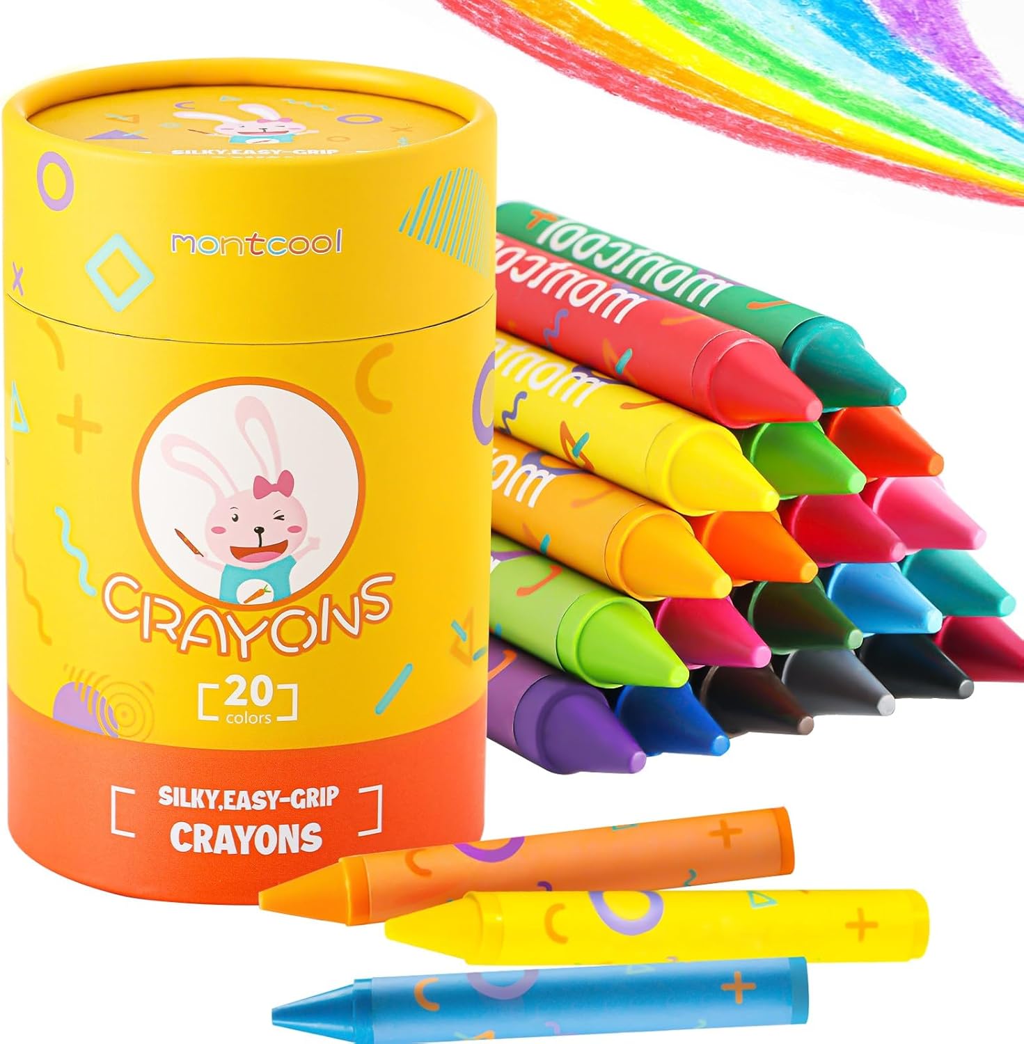 montcool Jumbo Crayons for Toddlers, 20 Colors Non Toxic
