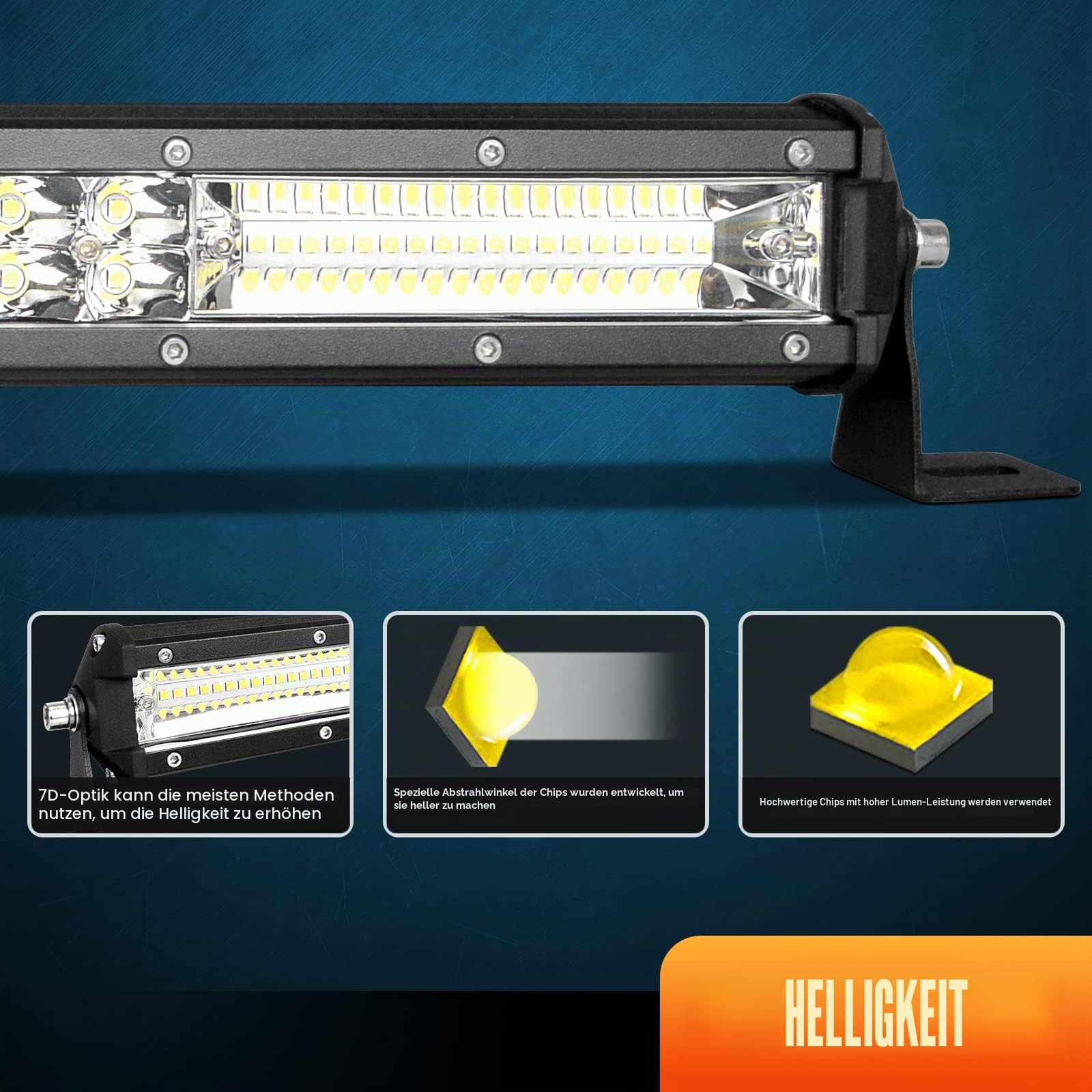 PICAA led Arbeitsscheinwerfer, 24 Zoll 61CM 216W 7D Lichtbalken, mit 12V Kabel, Slim Spot Flutlicht Kombination für SUV Offroad ATV UTV Traktor 4x4 Auto
