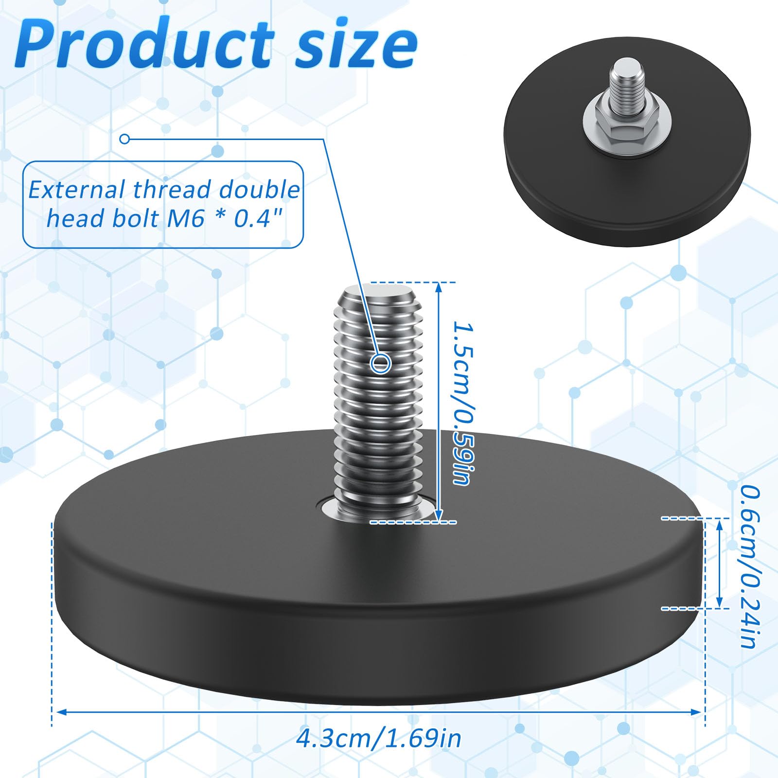 24pack Rubber Coated Magnets, Rock Light Magnets 1.69 Inch 30LB — Amazon image 2