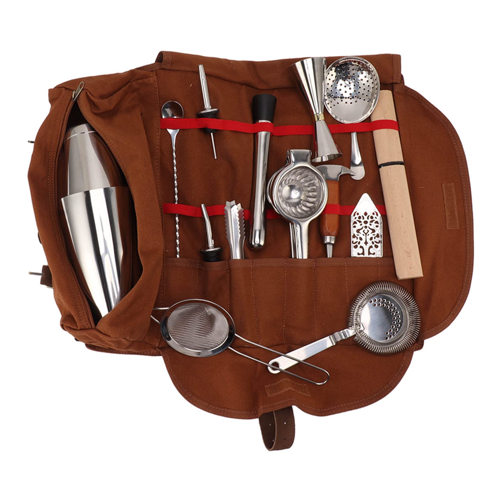 Kit de coctelera mezcladora de cócteles, Kit de coctelería de Acero Inoxidable de 18 Piezas con Bolsa de Almacenamiento, para Bar y Uso doméstico, diseño Lavable y
