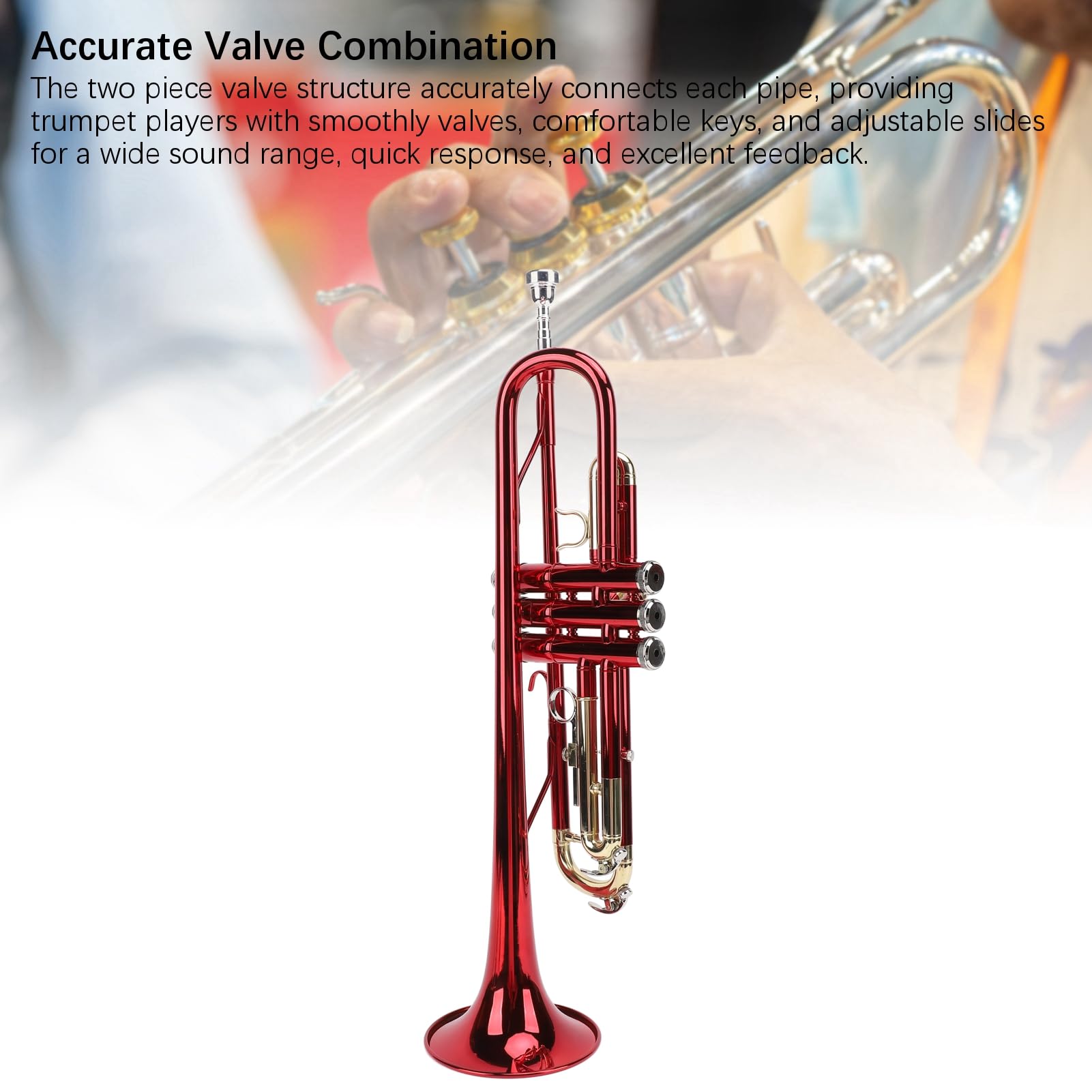 Tromba in Sib Tromba Nera Standard in Ottone Strumento per Orchestra di Bande Scolastiche Studenti Principianti per Bambini Adulti con Custodia per Bande per Principianti Rossa,