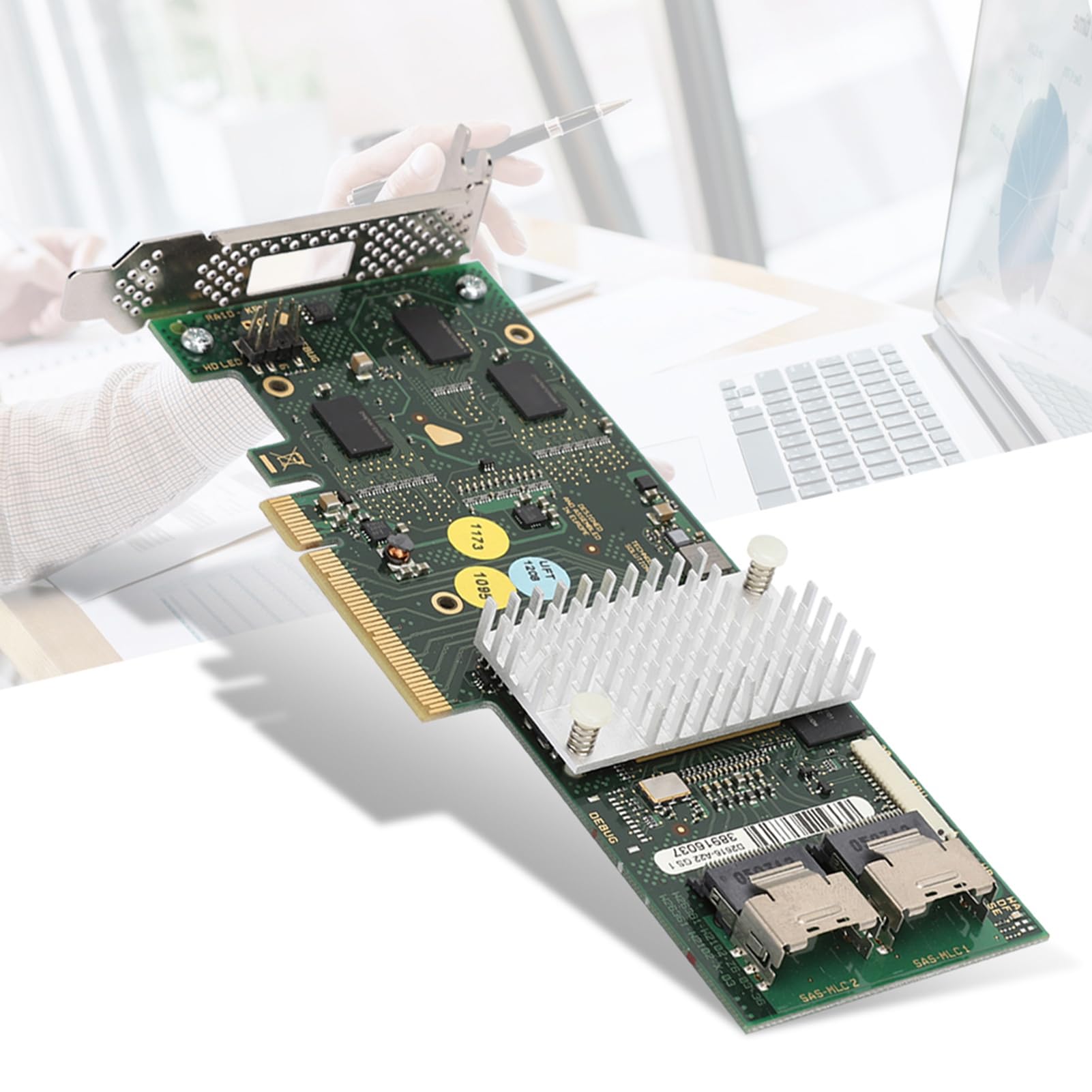 Akozon Connettore Mini SAS SFF 8087 X4, D2616 SAS2108 SATA Raid 6Gbs 512M Cache Array Controller PCI Scheda Baffle Basso Otto Porte SATA Interne