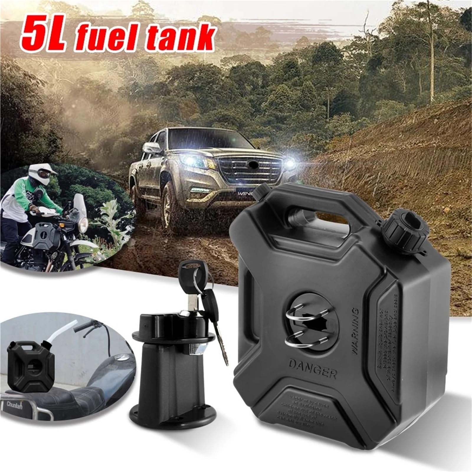 Kanister na benzynę Uniwersalny zbiornik na benzynę 3L/5L. Czarny zapasowy pojemnik na benzynę Diesel Zbiornik paliwa(5L With Lock)