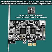 Vista 2 de Tarjeta PCIE 1394A Firewire 400 de 4 puertos para Windows OS y PC MAC OS, TI TSB43AB23, 3 x 6 pines y 1 interfaz 1394A de 4 pines, con cables de 4