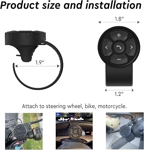 Miniatura 5 de Volante con botón multimedia Bluetooth, control remoto inalámbrico para automóvil, bicicleta, motocicleta, barco, IPX6, impermeable, compatible con