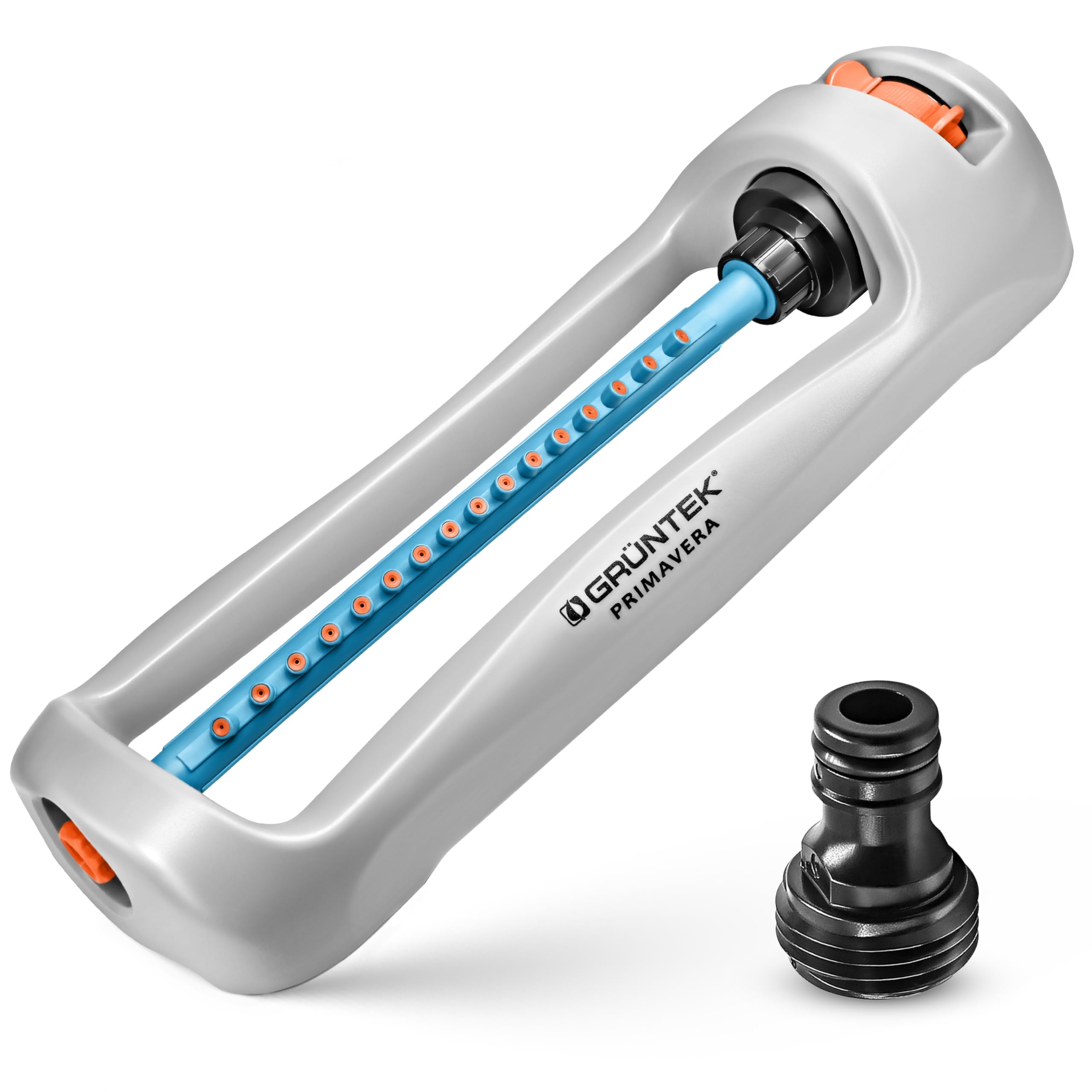 GRÜNTEK Oscillating Lawn Sprinkler for Yard & Garden – Covers up to 3617 Sq Ft, 16 Nozzles, Universal US/EU Hose Connector, Durable Plastic Construction