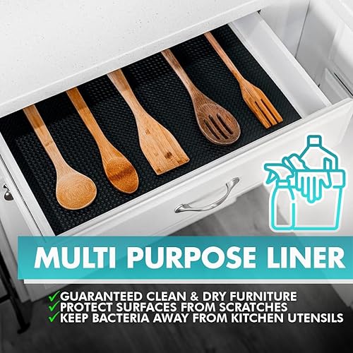 Miniatura 6 de Revestimiento para cajones y estantes verdaderamente antideslizante, pesado, grueso, duradero, material resistente al agua, fácil de cortar para