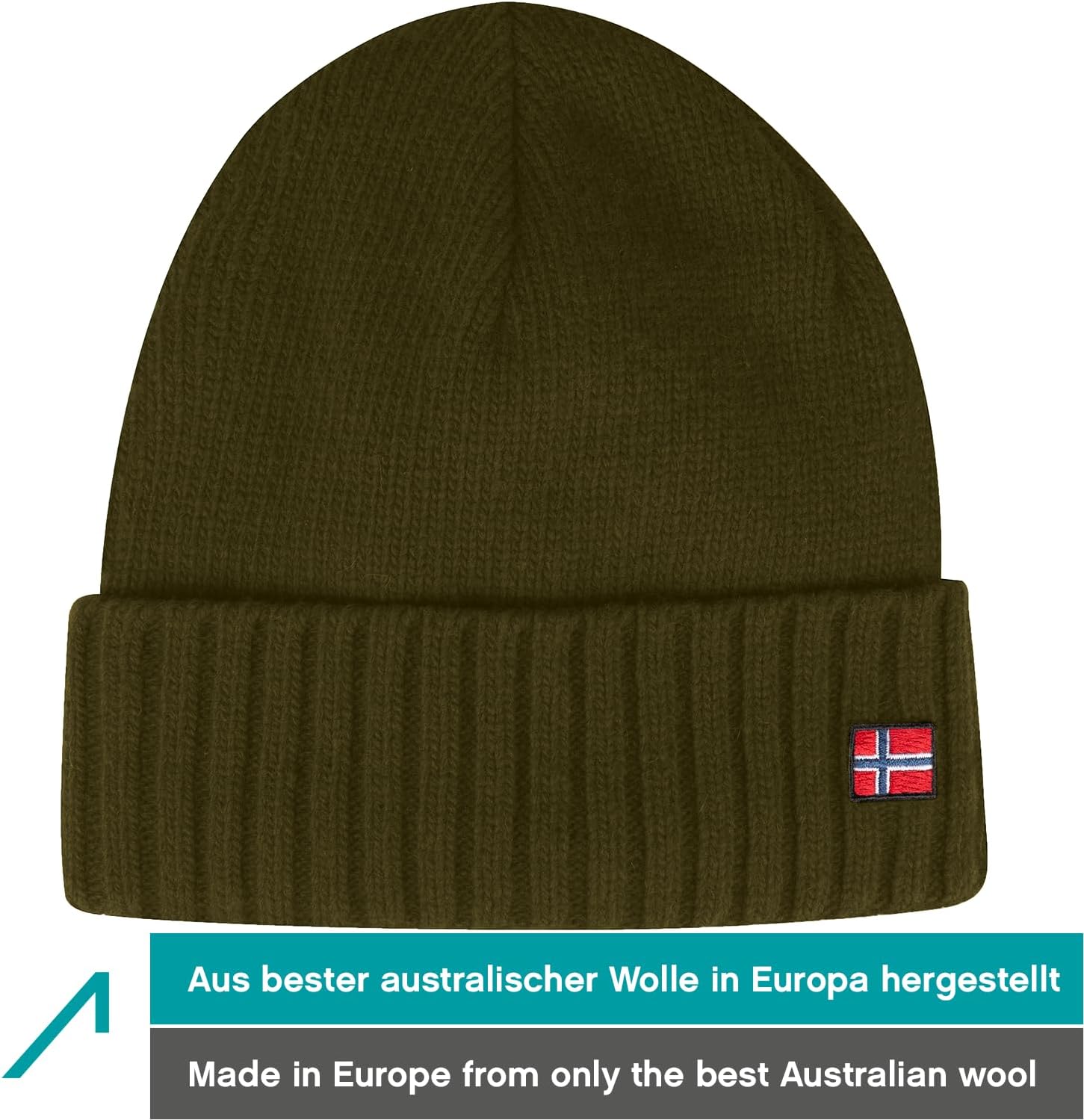 ACE Norway Wintermuts van schapenwol - warme gebreide muts voor dames & heren - zachte wollen muts voor volwassenen - Grijs