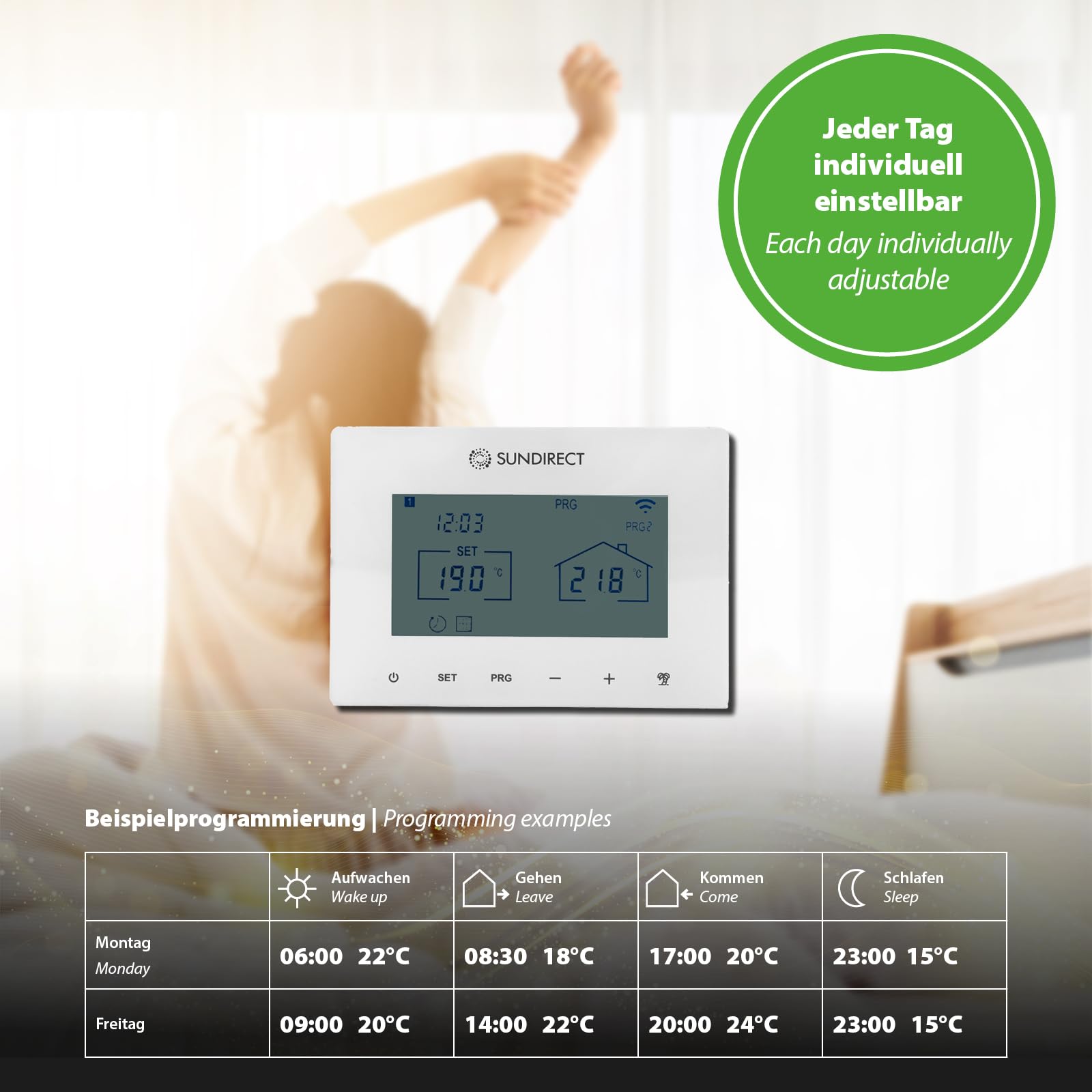 SunDirect Smart2.0 Pro – Termostato inalámbrico – WiFi – Termostato inteligente – Pantalla táctil APP Control de pared empotrado