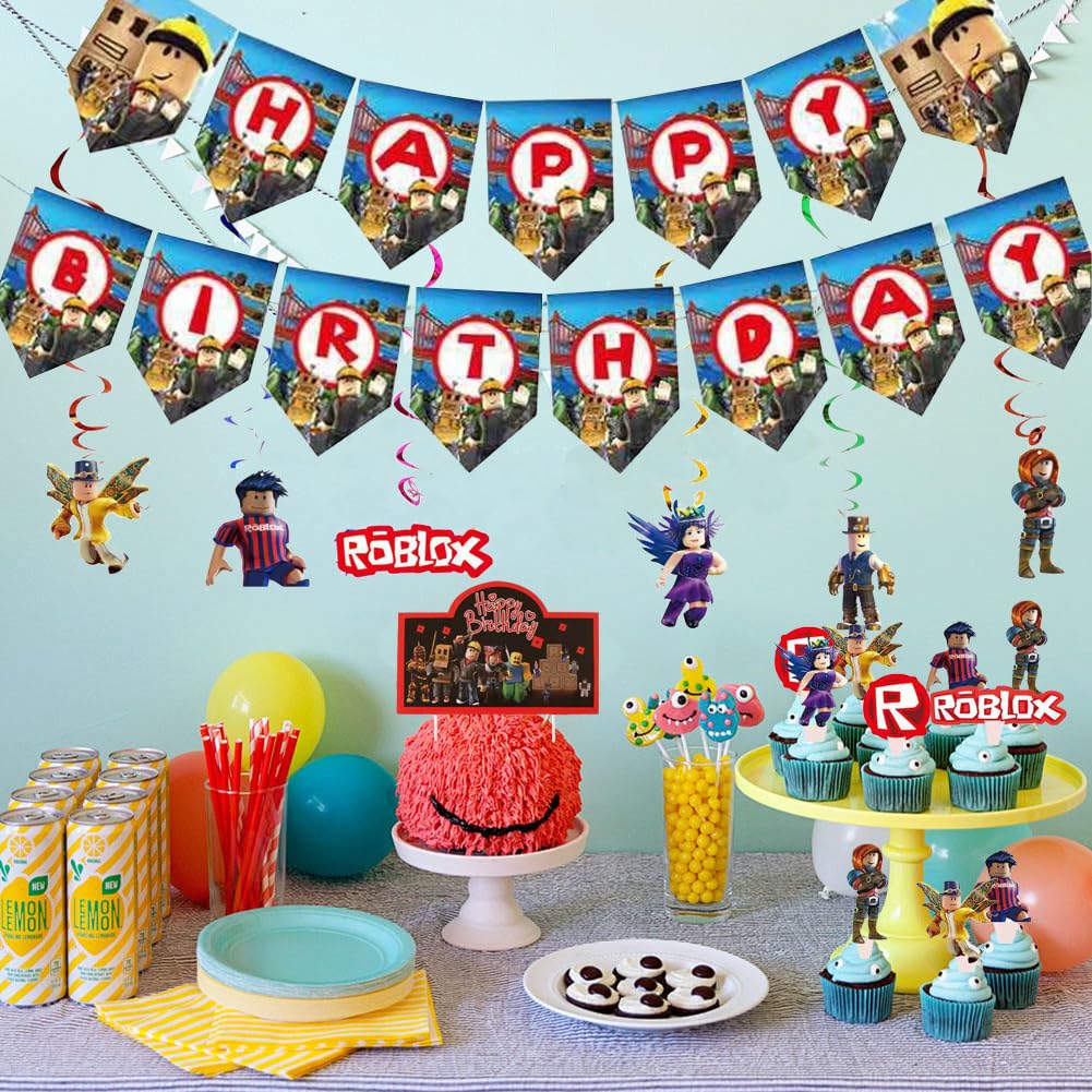 PiliStar Roblox Happy Birthday Deko Roblox Partygeschirr für 10 Gäste