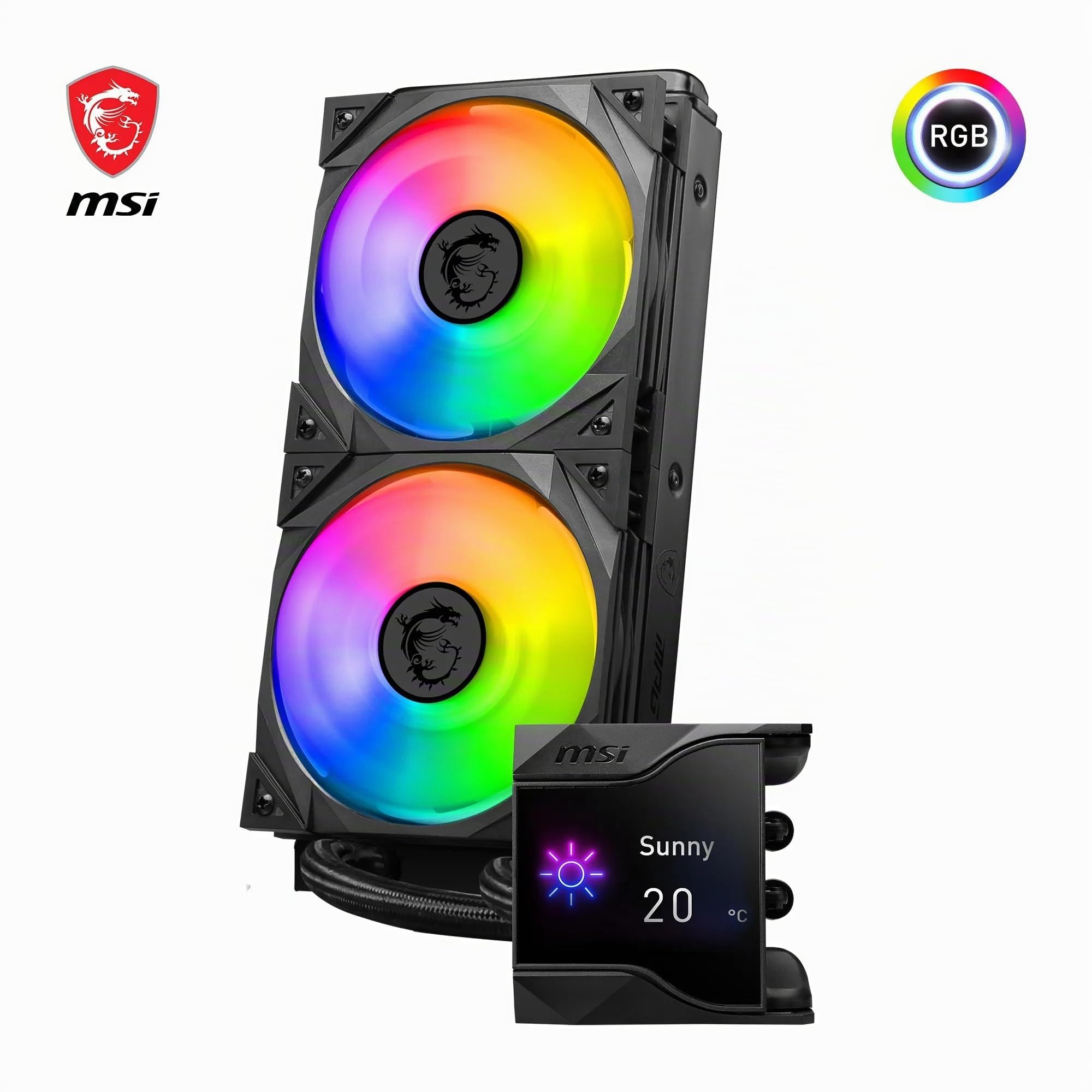 MSI MPG CORELIQUID D240 CPU Liquid Cooler da 60 mm, 2 ventole ARGB da 120 mm, Tubazione anti-evaporazione, Raffreddamento GI - Compatibile con Socket AMD e Intel