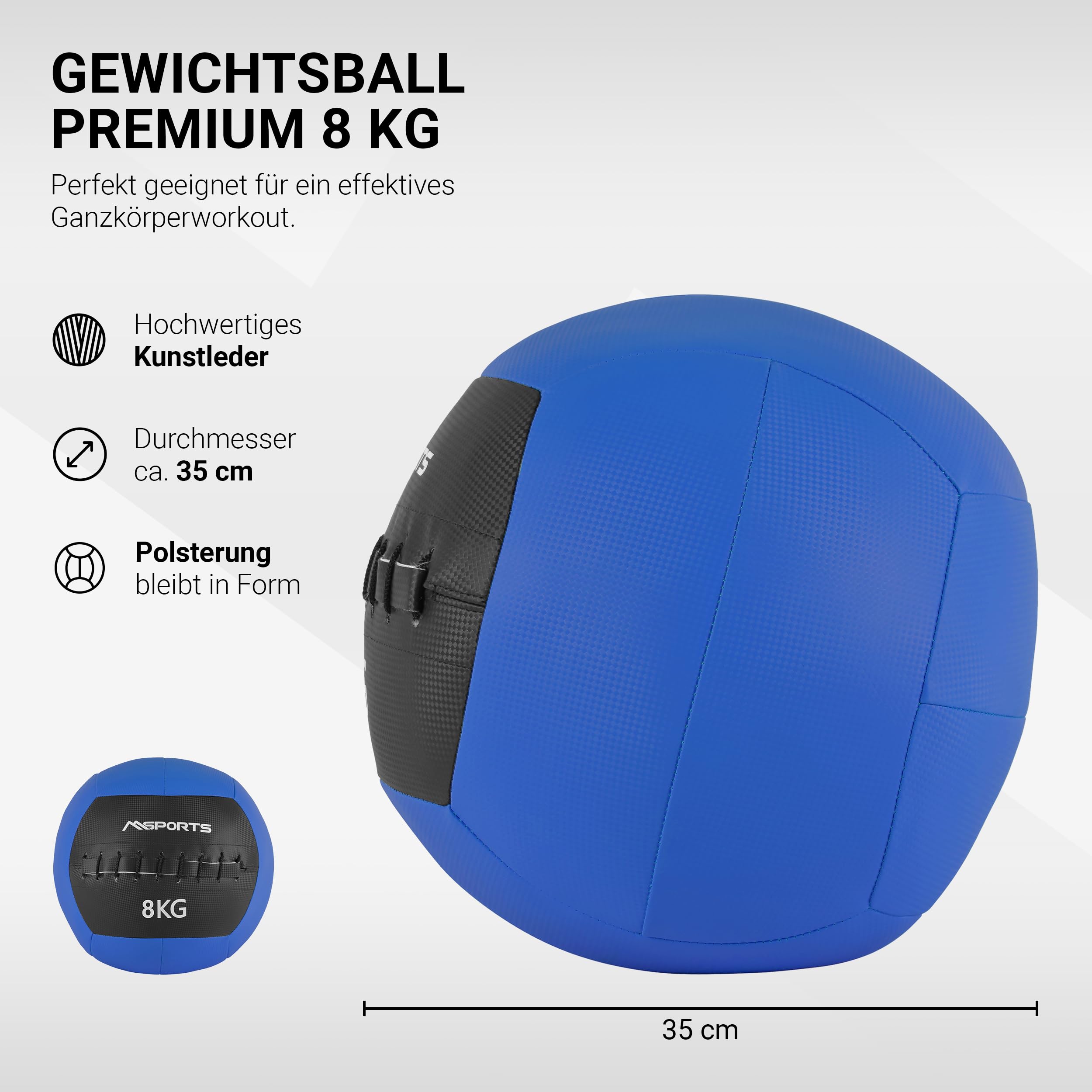 MSPORTS Wall-Ball Premium Balle lestée 2-10 kg