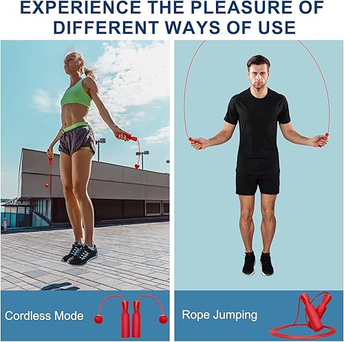 Miniatura 2 de Cuerda de saltar inalámbrica Cuerda de saltar con peso Cuerda de saltar interior cuerdas de salto reemplazables rojo