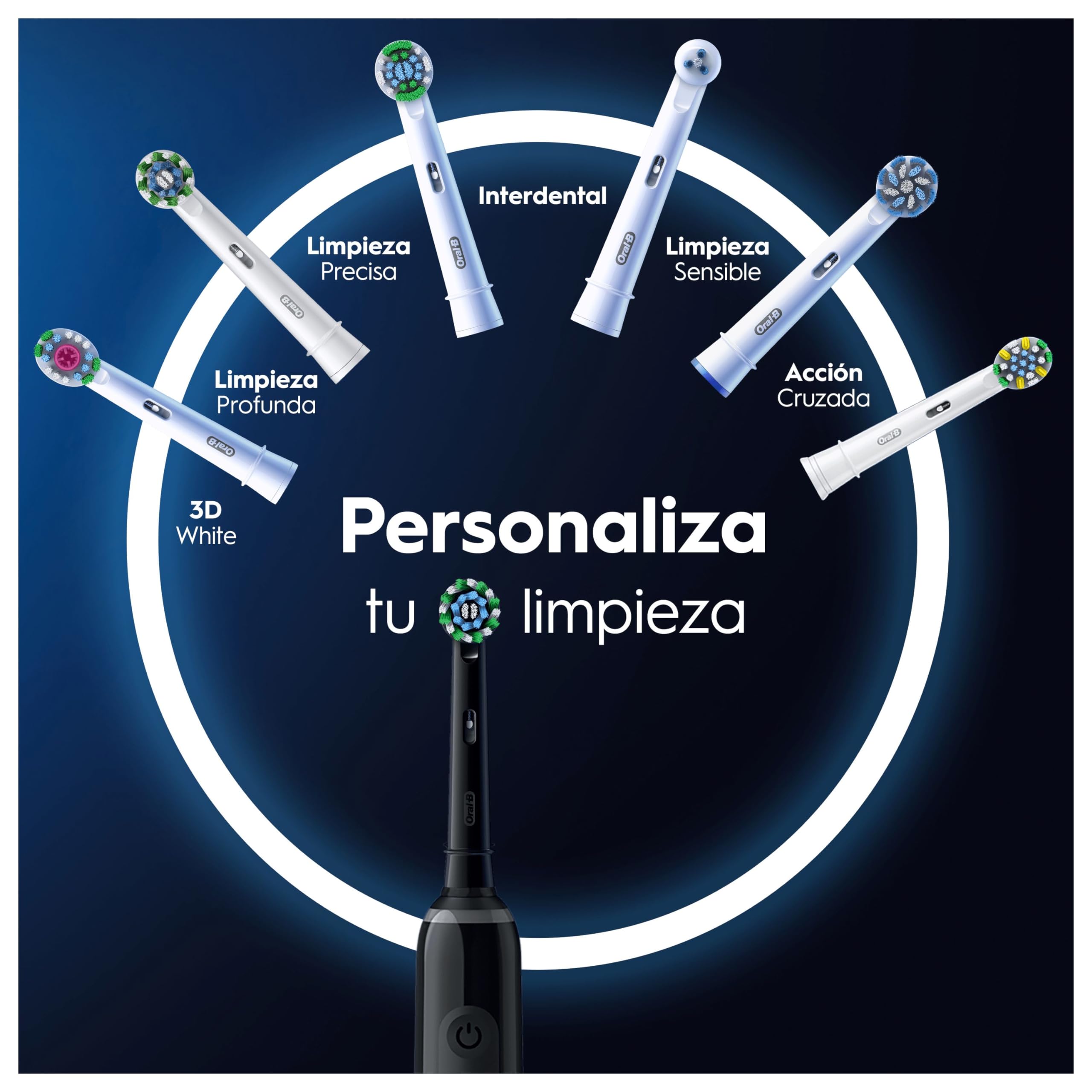 Oral-B Pro 3 3900N Cepillos de Dientes Eléctricos (Pack de 2) con Mango Recargable y 1 Cabezal de Recambio, Diseñado por Braun, Regalos Orginales - Negro
