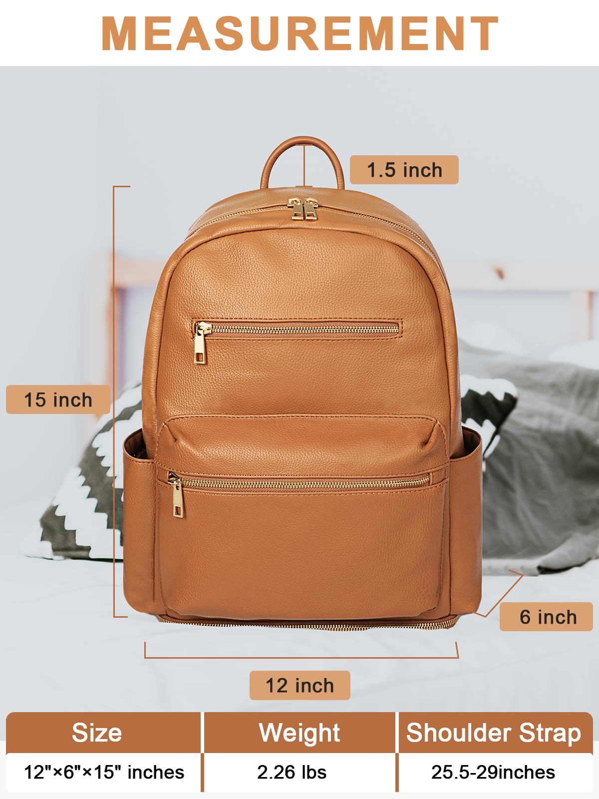 MOMINSIDE Wickeltaschen-Rucksack, Leder-Rucksack, passend für die meisten Milchpumpen, Milchpumpentasche, Muttertasche