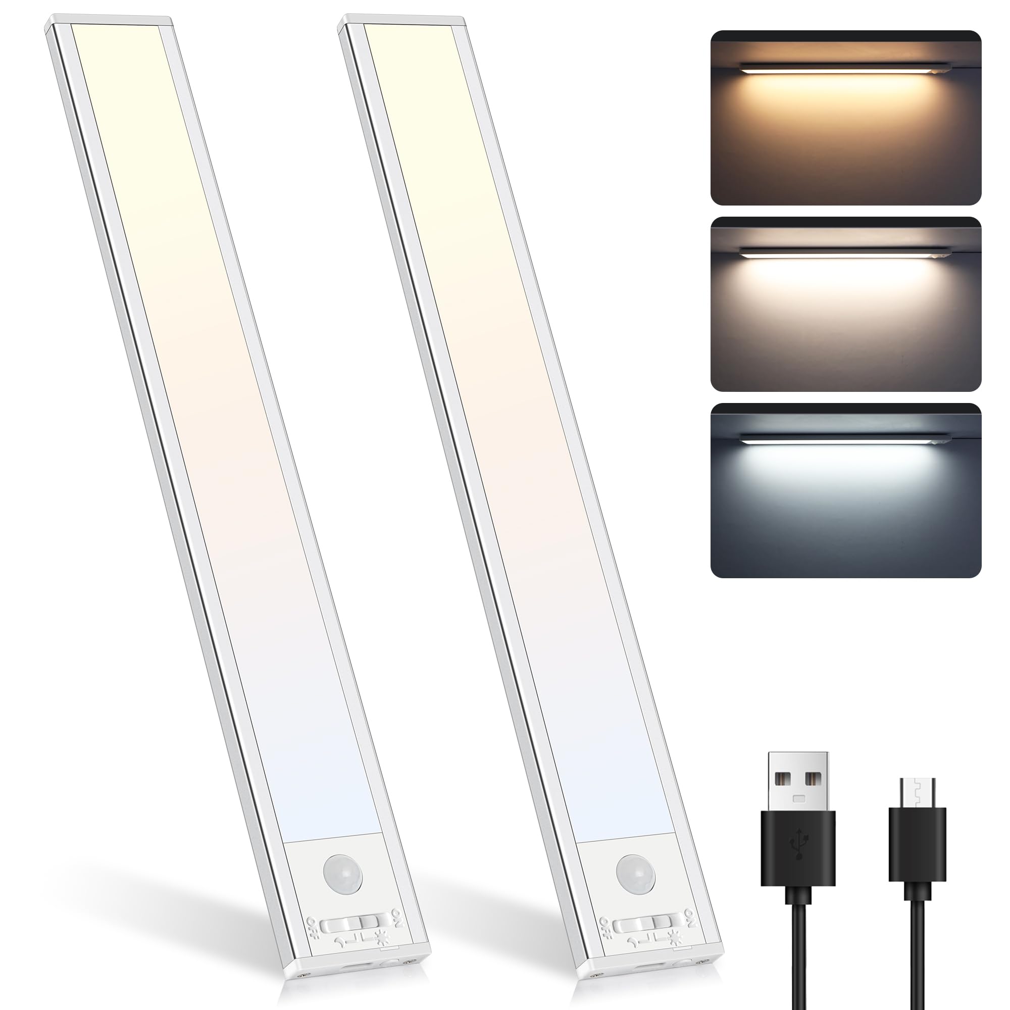 Befurglor Under Cabinet Kitchen Lights, 3 Color Dimmable Motion Sensor Lights 39cm