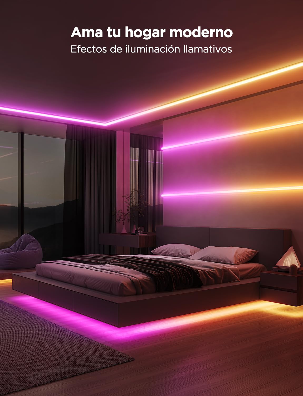 Govee Tiras de LED RGBIC Inteligentes con Cubiertas 5m, Perfil para Alexa | Compatible con Google Assistant, control inteligente por secciones, tiras de luces aptas para dormitorios, zócalos, despachos