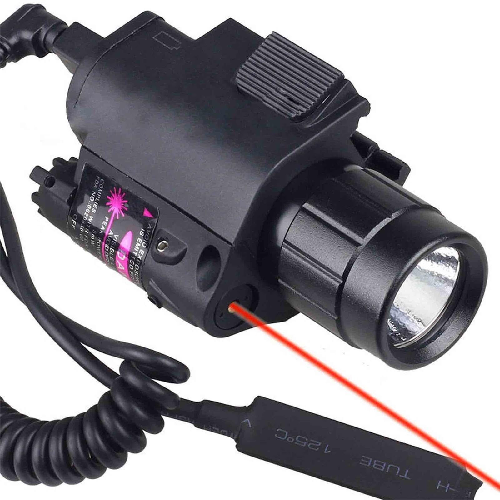 Torcia Rossa Combinata 200 Lumen per Armi con Supporto Picatinny 2 Batterie