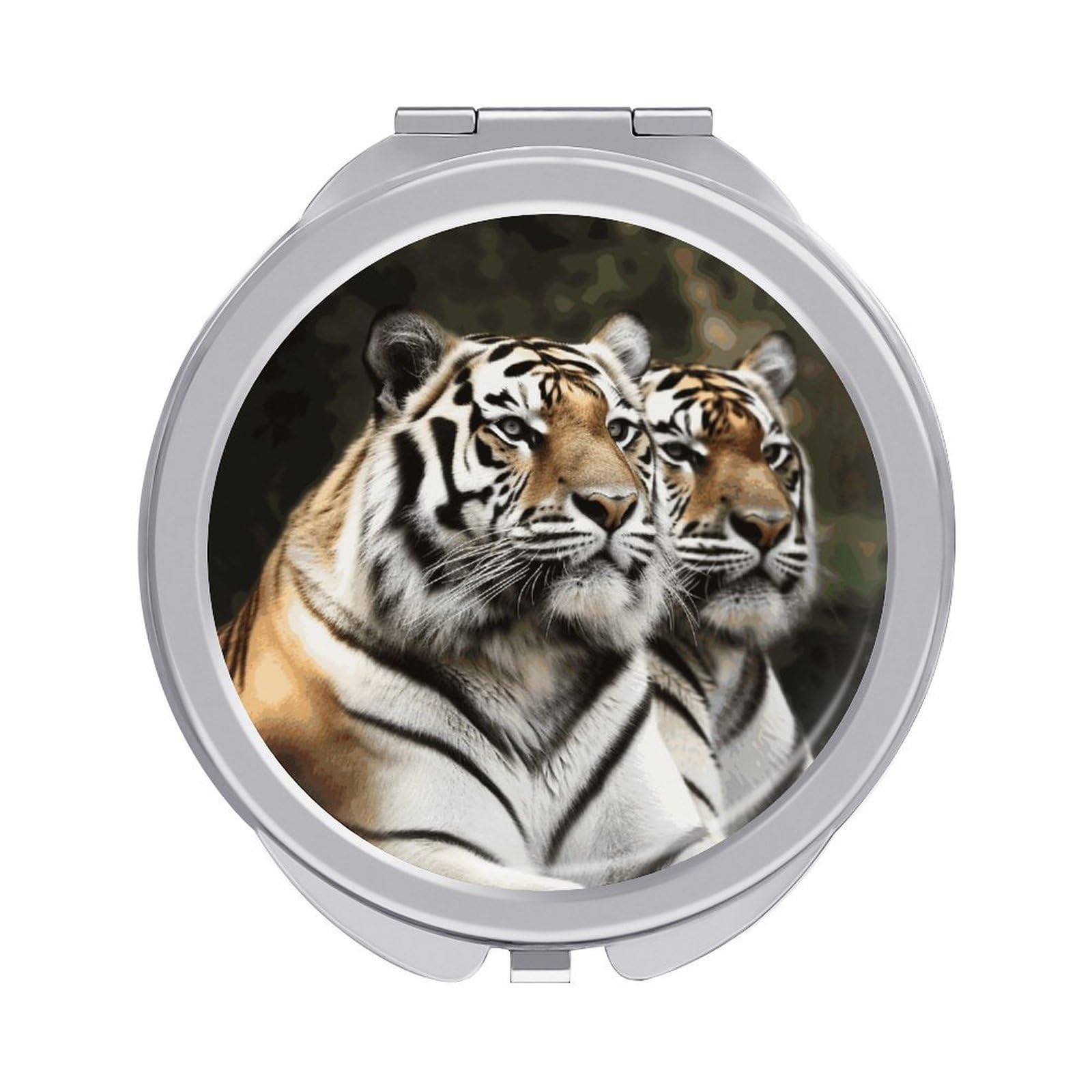 FekiLoot Majestic Tiger Makeup Mirror Compact Round Travel Makeup Mirror Portable Folding Handheld Pocket Mirrors for Handbag and Purses Gift Mini Mirrors