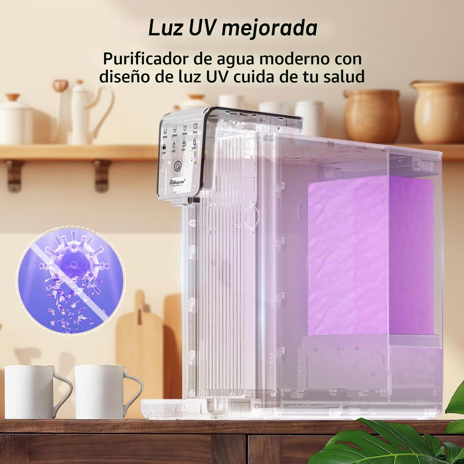 Osmosis Inversa Domestica dispensador de agua caliente Filtros Osmosis Inversa con 6 etapas de filtración monitor TDS en tiempo real 3:1 puro a desagüe para Cocina Oficina Hogar