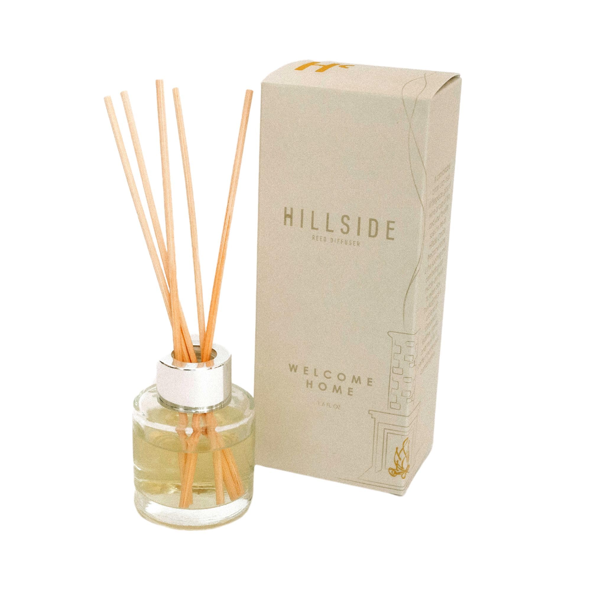 Hillside Candle Welcome Home Reed Diffuser - 90 Day Fragrance Dispensation, Non-Toxic, Sustainable Materials, Refillable Glass Jar - Lemon Scent Diffuser, Notes of Cinnamon & Clove (6.7 Fl Oz)
