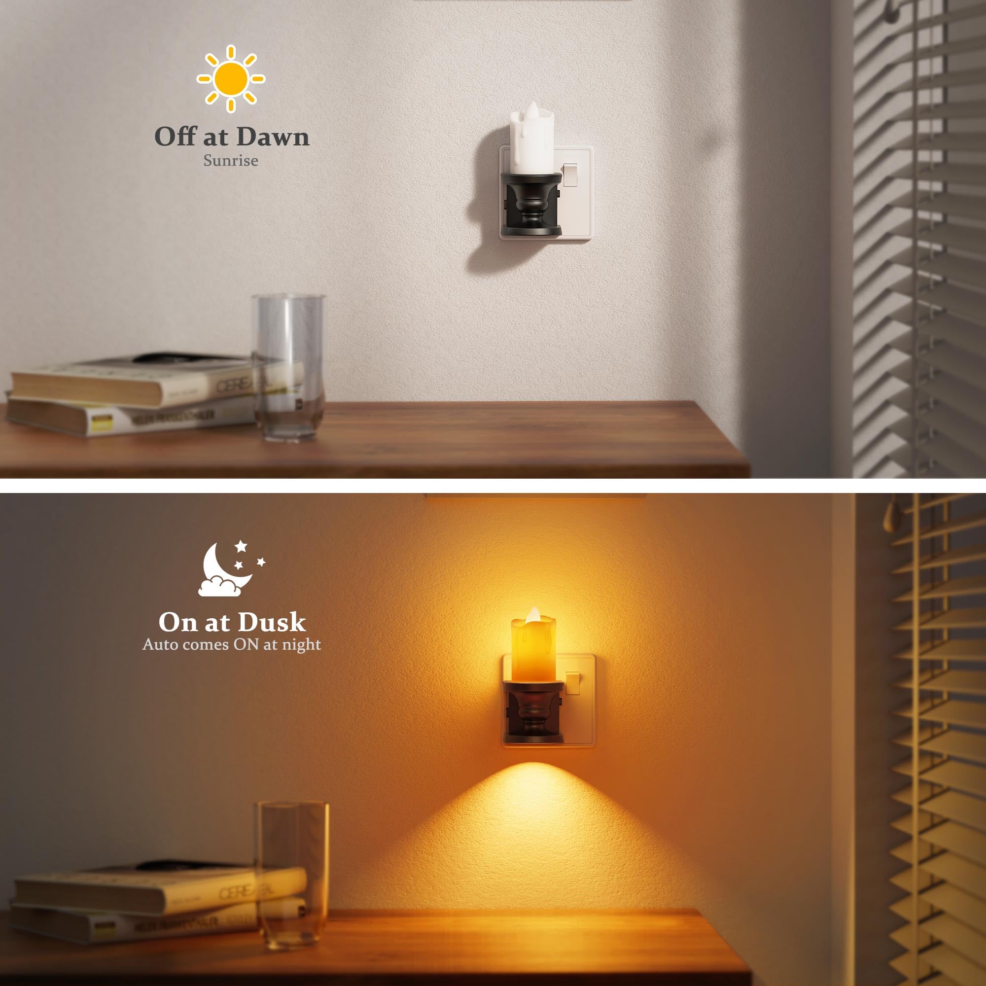 JandCase Night Light, Amber Plug in Night Light, 2 Pack Vintage Night Lights, Dusk to Dawn Sensor - Image 2