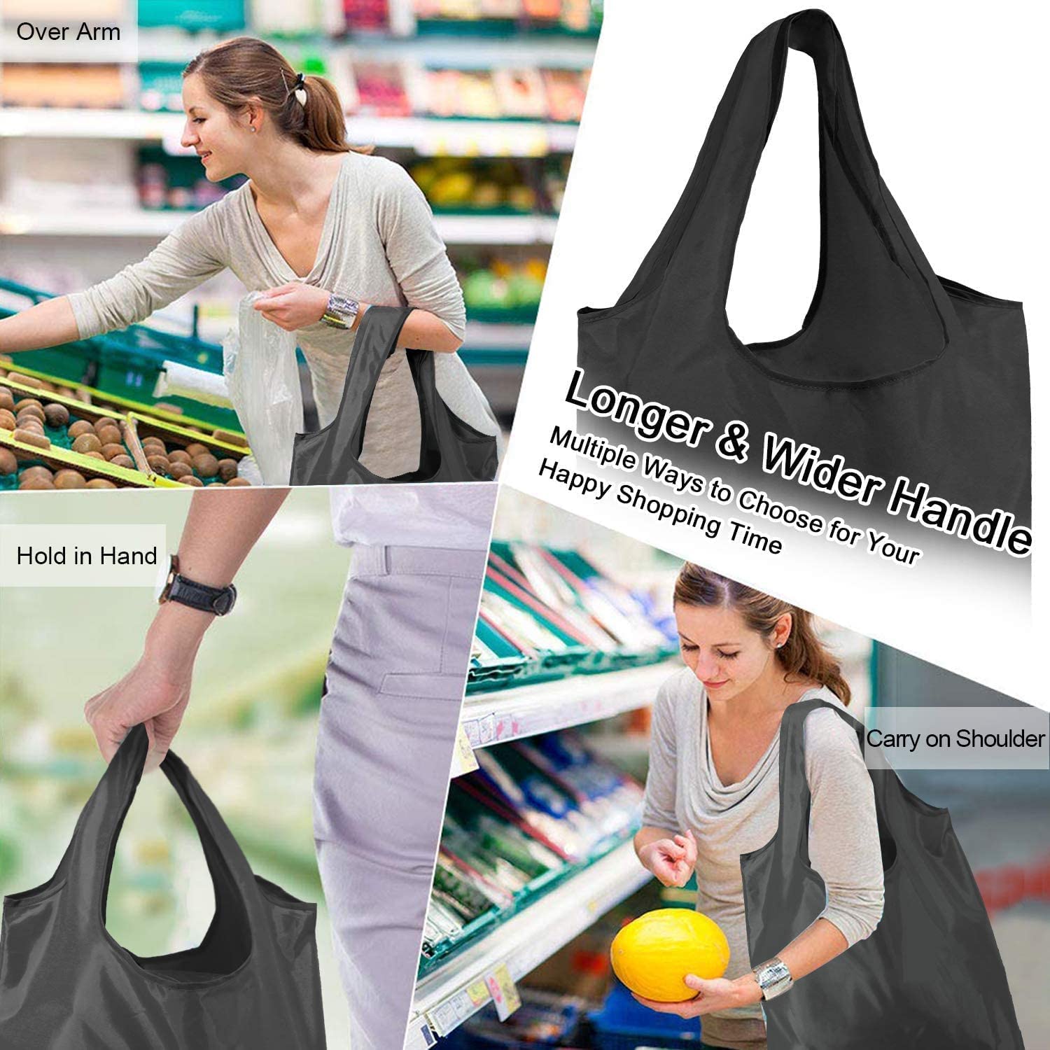 Rolled Up Grocery Bags Reusable Shopping Bags Foldable for Groceries