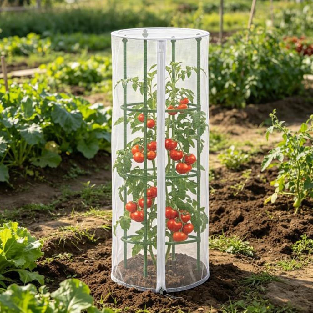 Rete per uccelli da giardino con coulisse, copertura per piante riutilizzabile per gabbie per pomodori e parassiti, verde, 150 x 46 cm (4 pezzi)