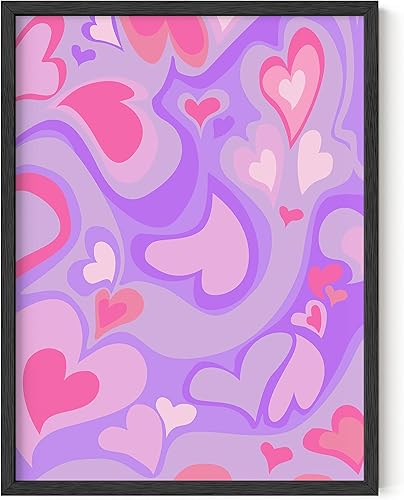 HAUS AND HUES Póster rosa lindo para decoración de pared, decoración estética de habitación morada, independiente para adolescentes, habitación de